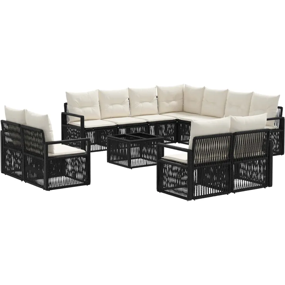 vidaXL Tuinbankenset 12 st Zwart poly rattan