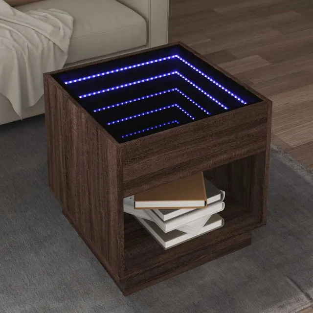 vidaXL Salontafel met Infinity LED 50x50x50 cm bruin eikenkleurig, foto 2