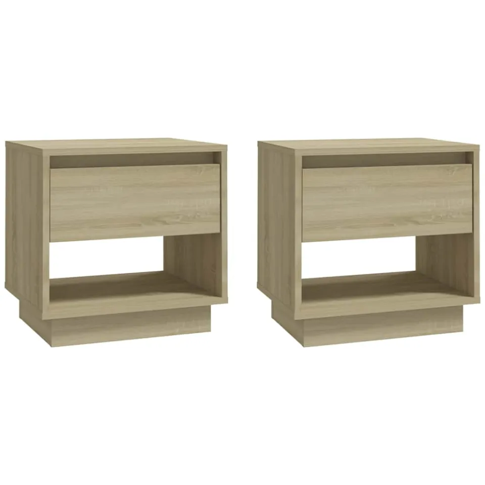 vidaXL Nachtkastjes 2 st 45x34x44 cm bewerkt hout sonoma eikenkleurig Beige