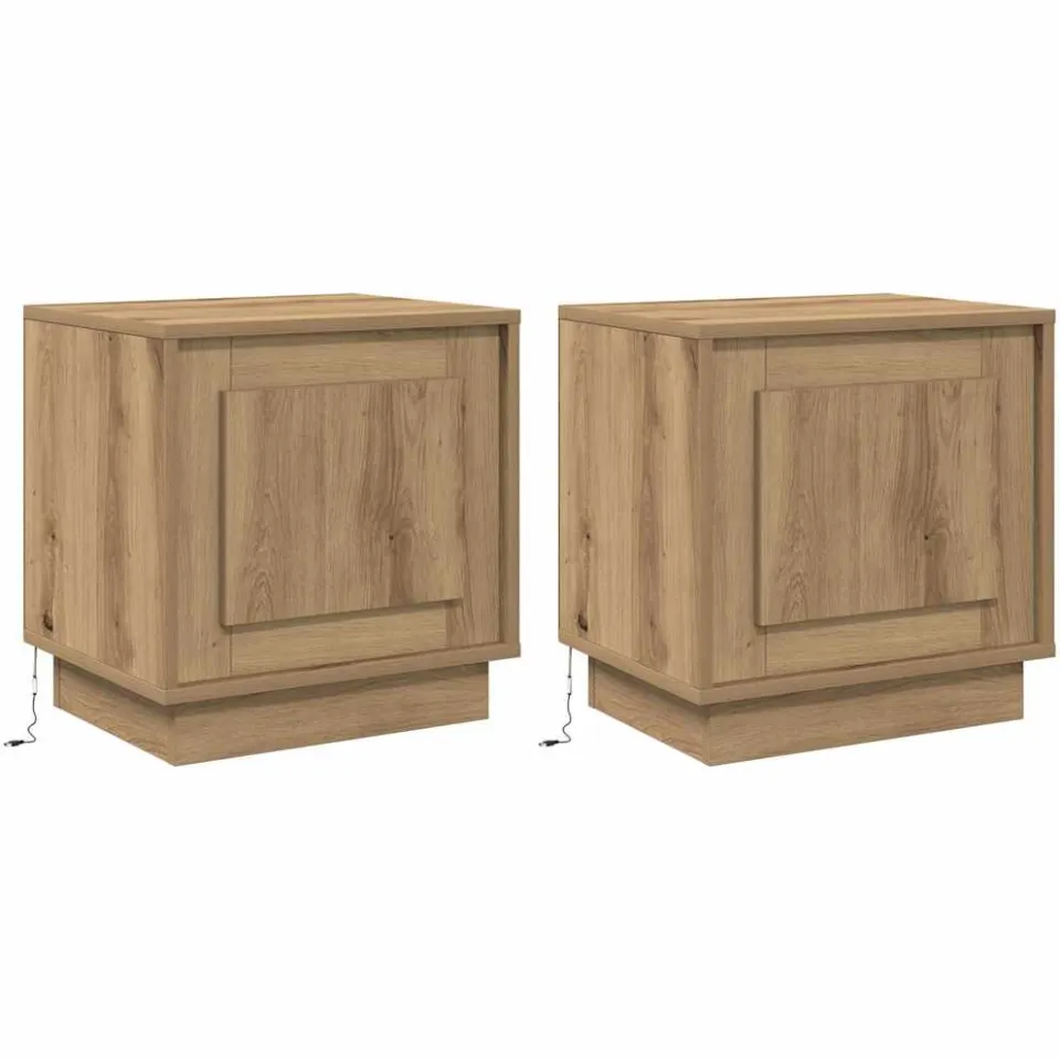 vidaXL Nachtkastje 2 st Artisan Eiken 44 x 34,5 x 45 cm Bewerkt hout, foto 3