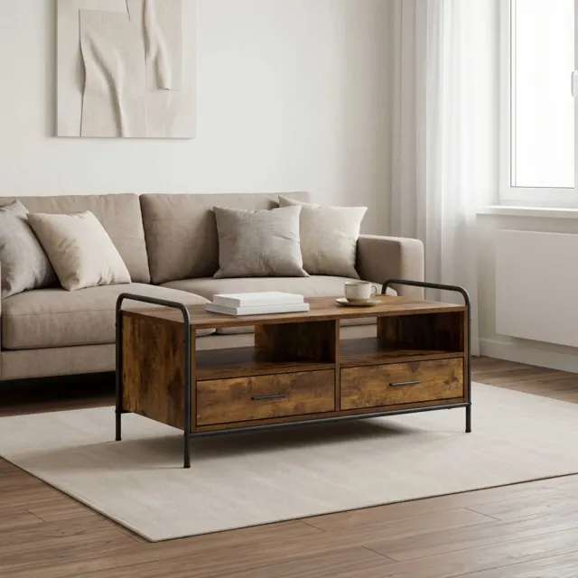 vidaXL Salontafel Gerookt eiken 99,5 x 49 x 46 cm Bewerkt hout Bruin