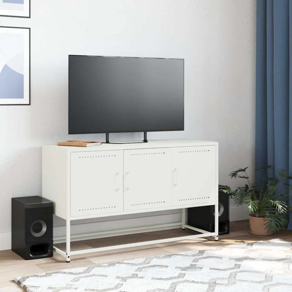 vidaXL Tv-meubel 100,5x39x60,5 cm staal wit, foto 3