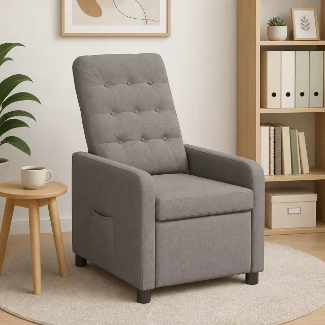 vidaXL Ligstoel Taupe 65 x 93 x 102 cm Stof, foto 2