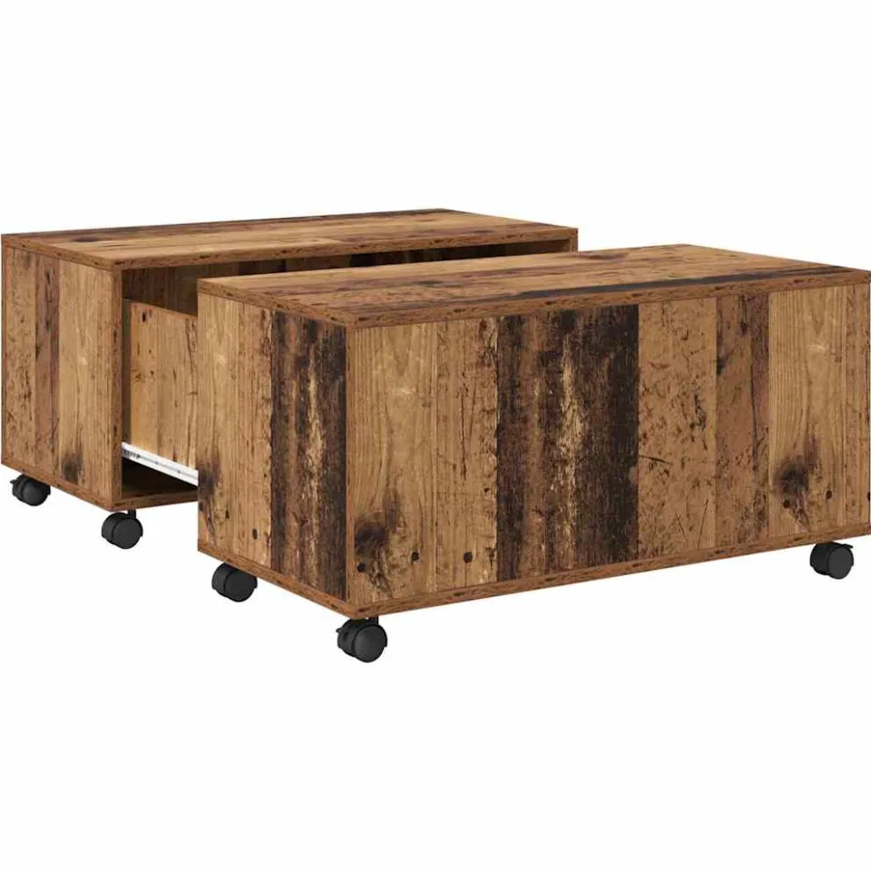 vidaXL Salontafel Oudhout 75 x 75 x 38 cm Bewerkt hout bruin, foto 3