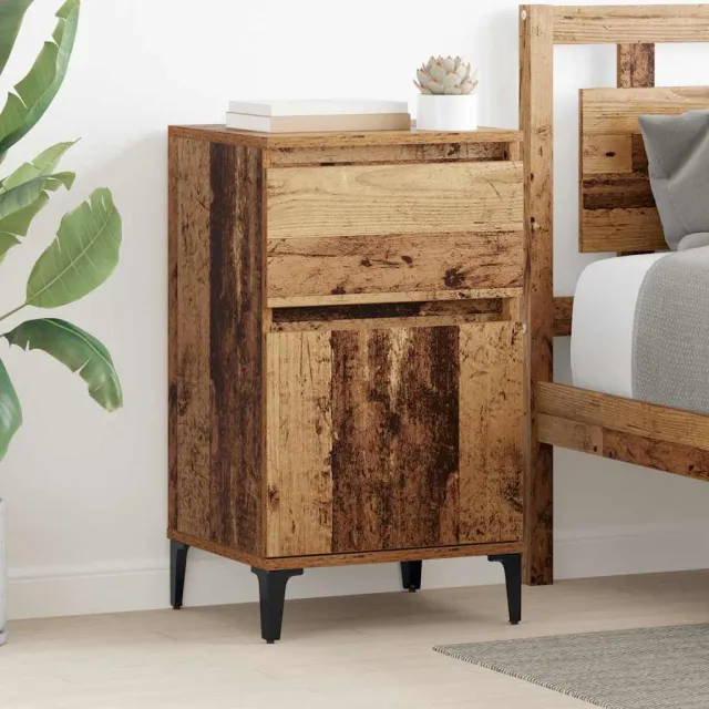 vidaXL Nachtkastje 2 st Oudhout 40 x 35 x 70 cm Bewerkt hout bruin, foto 2