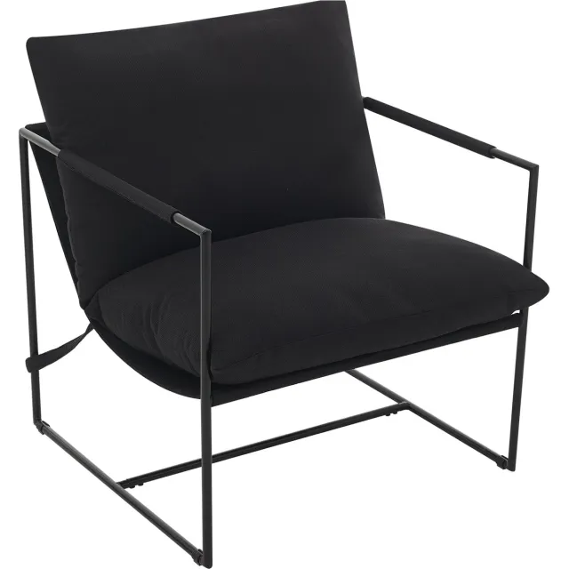 Triumpunpre Accent Fauteuil Met Metalen Frame - Hoge‑Veerkrachtig Schuim - Afneembare Wasbare Hoes - Stoffen Leesfauteuil Voor Woonkamer Slaapkamer En Kantoor - Linnen | Zwart