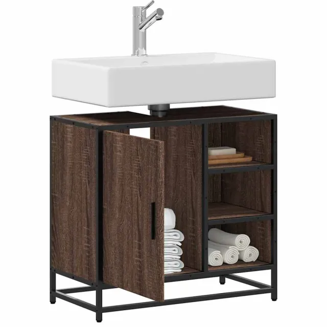 vidaXL Wastafelkast 65x33x60 cm bewerkt hout bruin eikenkleur