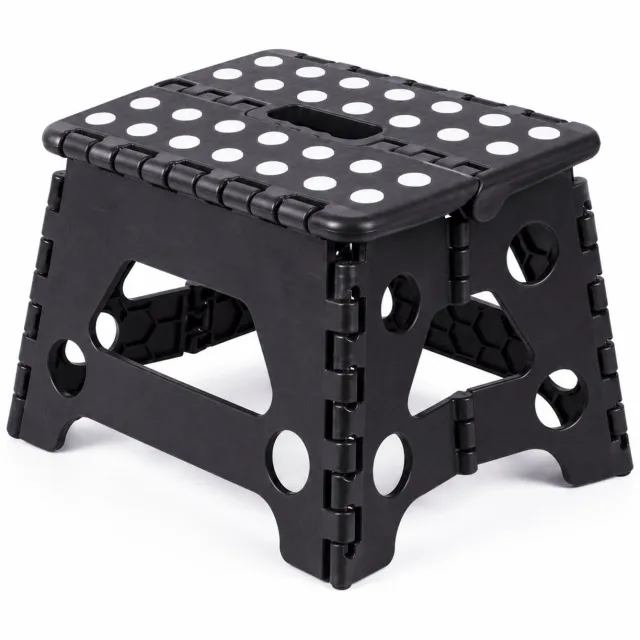 Dutch Standard Opvouwbare Kruk Klein – Zwart/Wit – Tot 80 kg – 23 x 19 x 19 cm – Met Draaggreep