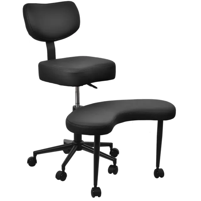 G&G meditatiestoel - Yoga stoel - Ergonomische Stoel - Rugleuning - Voetsteun - In hoogte verstelbaar - Draaibaar - Zwart