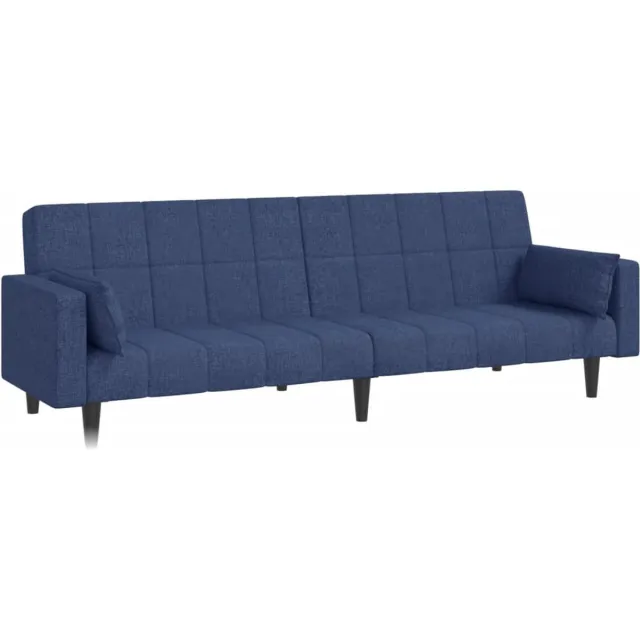 vidaXL Slaapbank - 2-zits - met - 2 - kussens - stof - blauw
