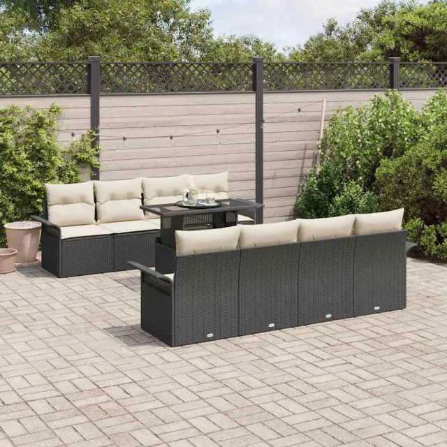 vidaXL Tuin Sofa Set 9 st Zwart [Synthetisch]: Poly Rattan, foto 2