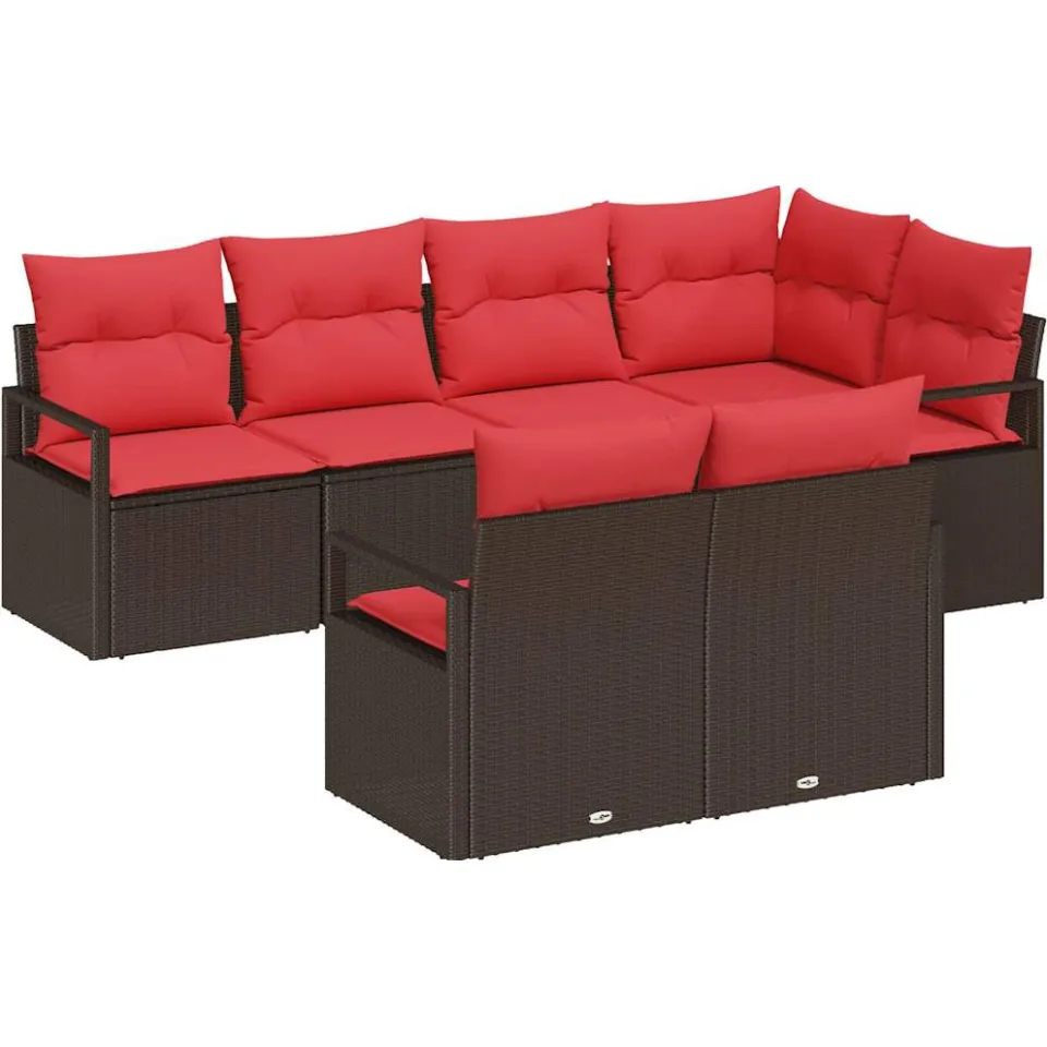vidaXL Bankstel 7 st Bruin poly rattan