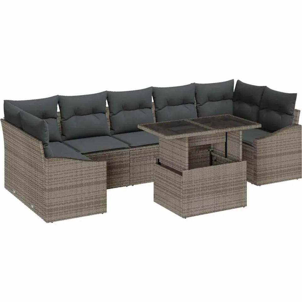 vidaXL Tuin Sofa Set 8 st Grijs poly rattan Beige