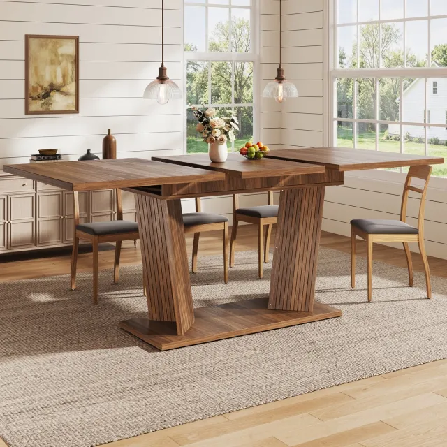 STILVORA Tafel - Uitschuifbare Eettafel Met Stabiele Basis En Verstelbare Voetjes - Voor Woonkamer En Keuken - MDF En Metaal - 120-160x80x76 Cm - Donkerbruin Dark Brown
