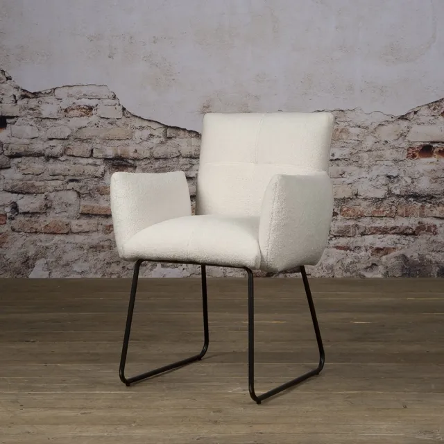 sidd Dante armchair - fabric Teddy MJ8-1 White Wit