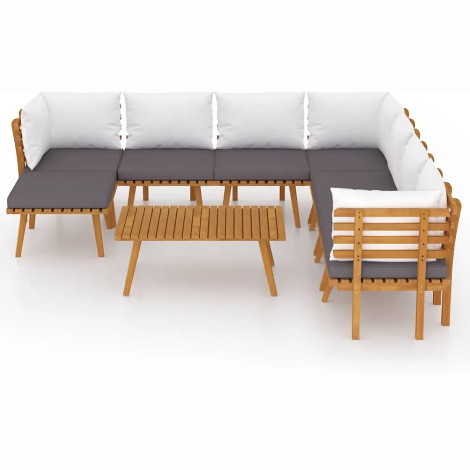 vidaXL 9-delige Loungeset met kussens massief acaciahout Bruin