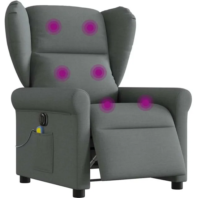 vidaXL Massagestoel - elektrisch - verstelbaar - stof - donkergrijs
