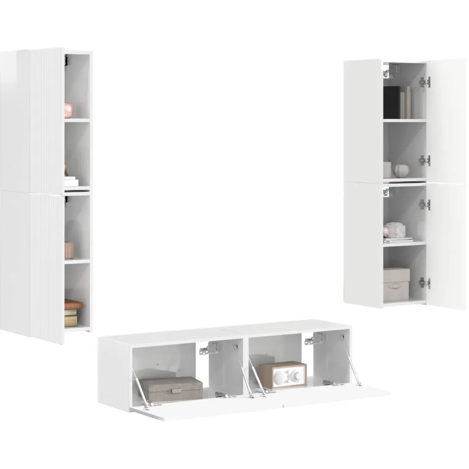 vidaXL Tv-meubelset 6 st 31 x 30 x 60 cm Hoogglans wit