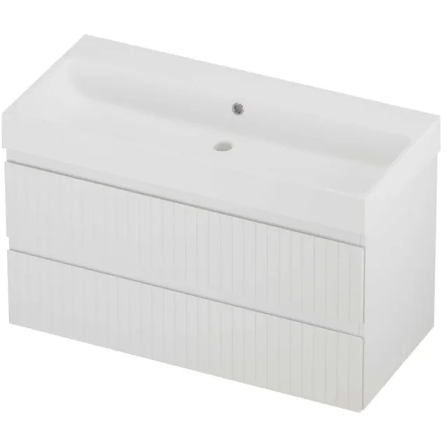 Proline Podium Badmeubelset Polystone Loft Gefreesd 100x46x62 cm Mat White Mat Wit