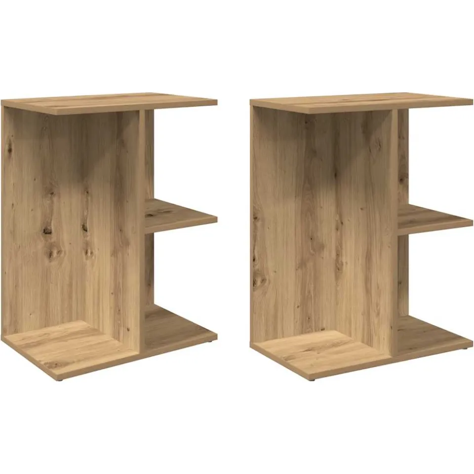 vidaXL Nachtkastjes 2 st 46,5x29x61 cm bewerkt hout artisanaal eiken, foto 3