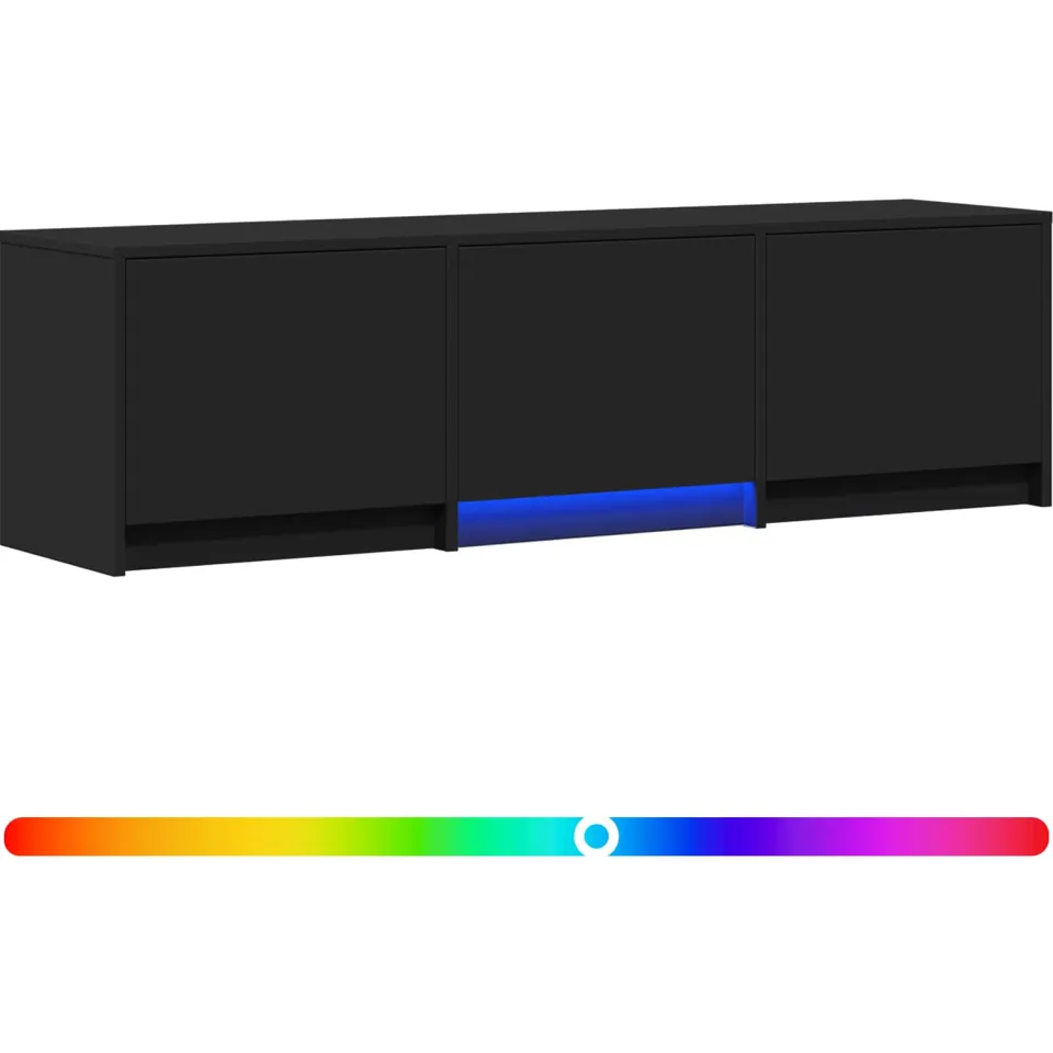 vidaXL TV-kast met LED 140 x 34 x 40 cm Zwart Geconstrueerd hout