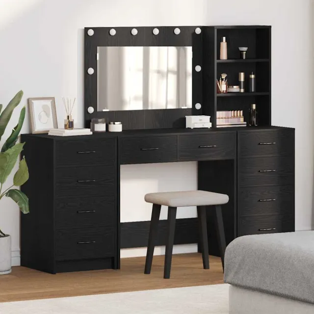 vidaXL Plafondtafel 3 st Zwart Eiken 78,5 x 41 x 135 cm Bewerkt hout, foto 2