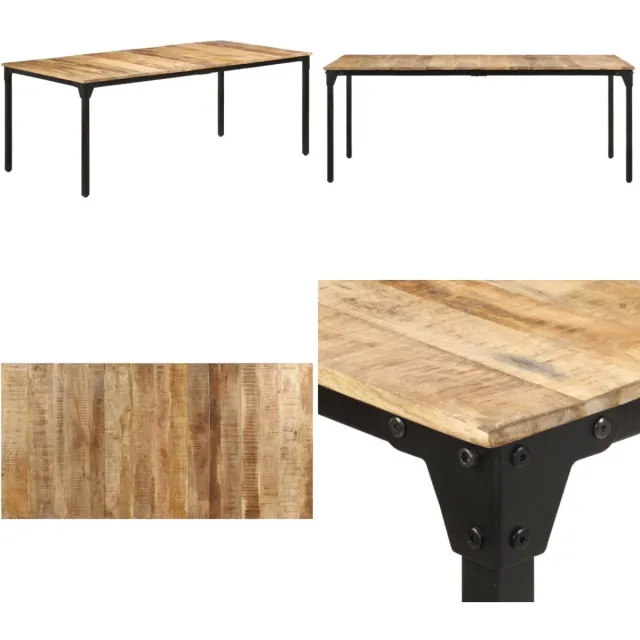 vidaXL Eettafel - 200x100x76 - cm - ruw - mangohout Bruin