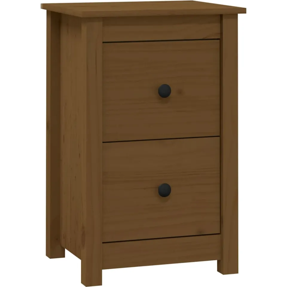 vidaXL Nachtkastje 40x35x61,5 cm massief grenenhout honingbruin