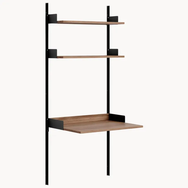New Works Wandbureau New Works met planken Zwart