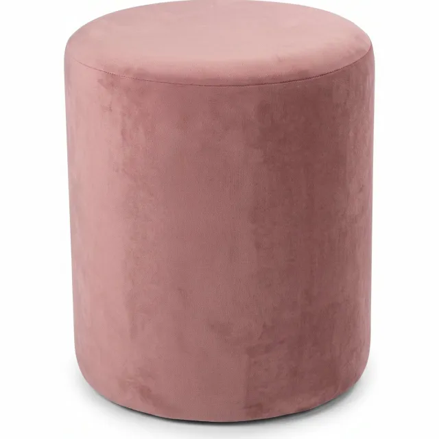 Lomera Roze Poef - Velvet Poef - Ronde Poef - Fluwelen Poef - Voetenbankje - Zitkruk - Hocker - Krukje - Zitpoef - Poef voor Woonkamer - Poef voor Slaapkamer - Poef voor Kaptafel - Bijzetkrukje - Kleine Poef - Extra Zitplek