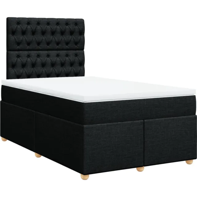 vidaXL Boxspring met matras stof zwart 120x200 cm