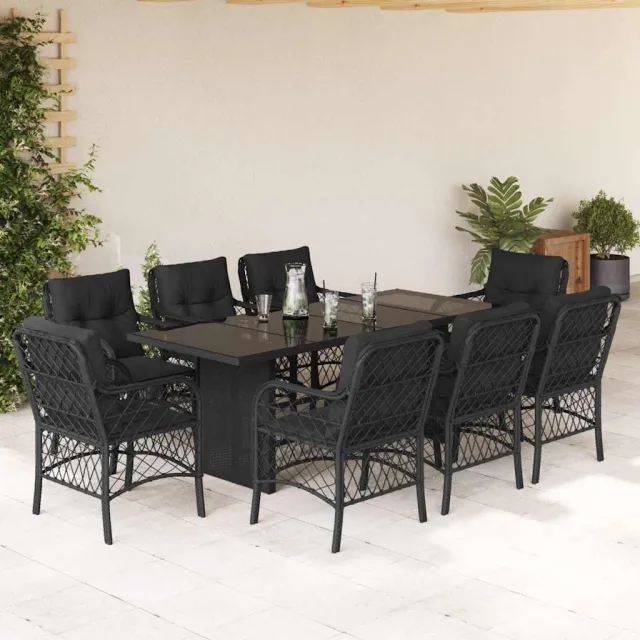 vidaXL 9-delige Tuinset poly rattan zwart, foto 2