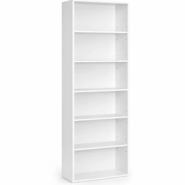 Luxevo Boekenkast 6 Vakken – Open Kast 178x60x30 cm – Moderne Opbergkast – Wit – Staande Boekenkast voor Woonkamer, Slaapkamer & Kantoor