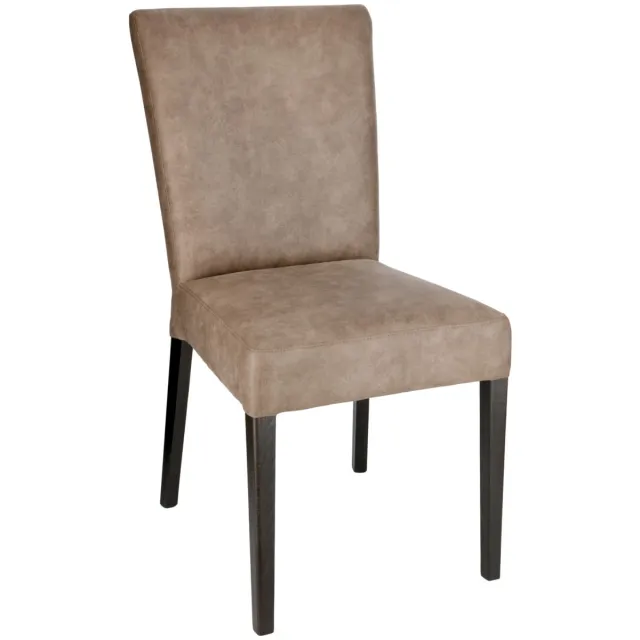 PULSIVA 2x PULSIVA Gestoffeerde stoel Lino kunstleer, moeilijk ontvlambaar; 46x67x101 cm (BxDxH); zitting bruin, frame bruin; 2 stuk / verpakking