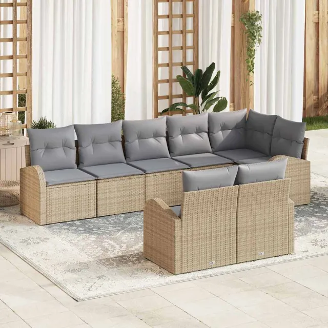 vidaXL Tuin Sofa Set 8 st 8-zits poly rattan Beige