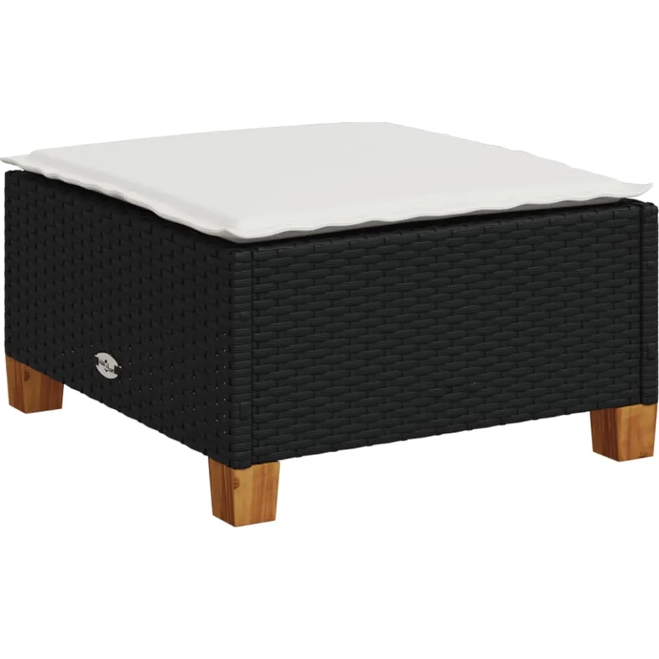 vidaXL Tuinkruk met kussen 63,5x56x32 cm poly rattan zwart