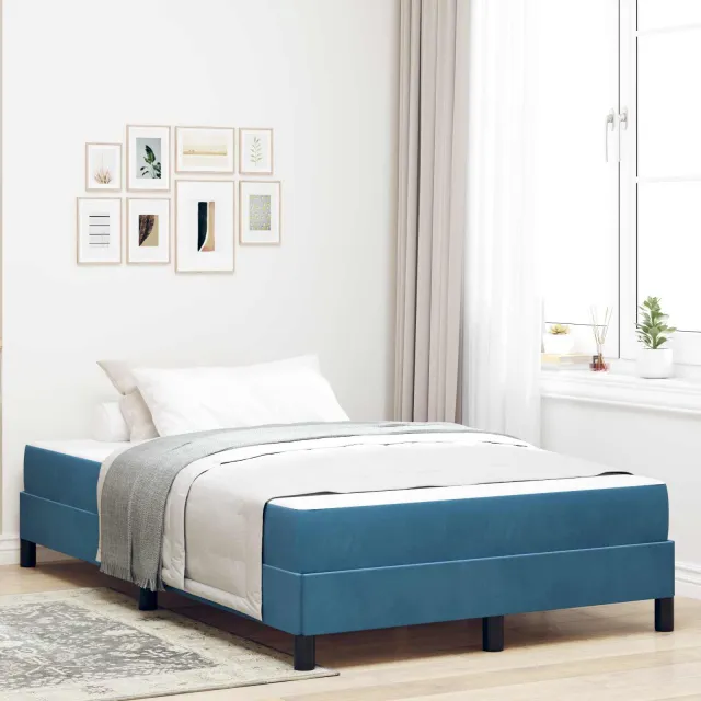 vidaXL Boxspringbed met matras Donkerblauw 120 x 190 cm Stof