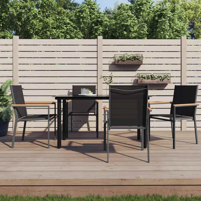 vidaXL 5-delige Tuinset textileen en staal zwart, foto 2