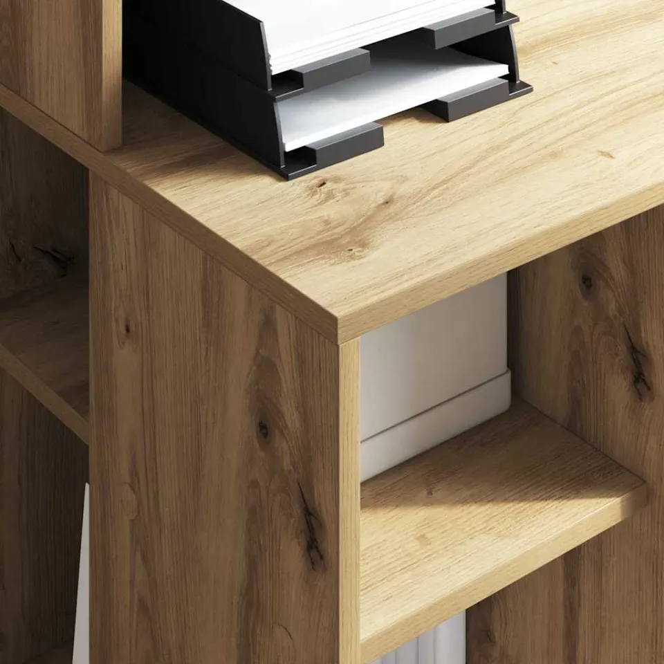 vidaXL Bureau Artisan Eiken 90 x 48 x 101,5 cm Bewerkt hout, foto 3