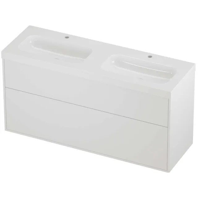 Proline Haga Badmeubelset Polystone Mezza 2 Laden 140x46x73 cm Glans Wit Mat White