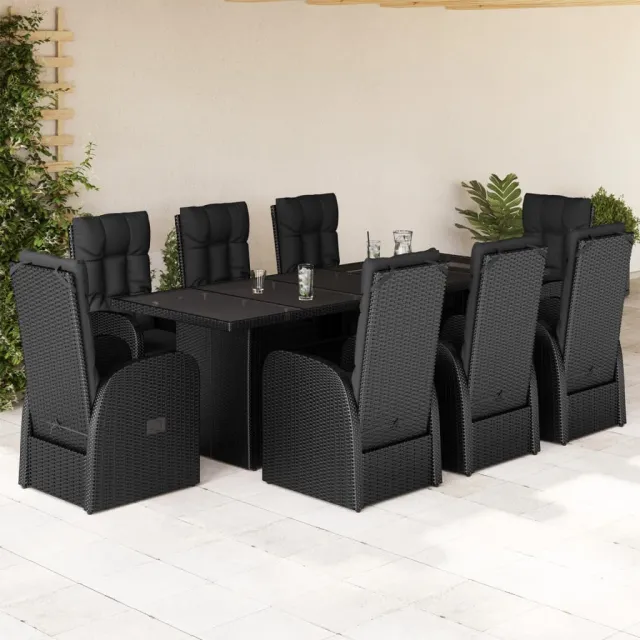 vidaXL 9-delige Tuinset poly rattan zwart, foto 2