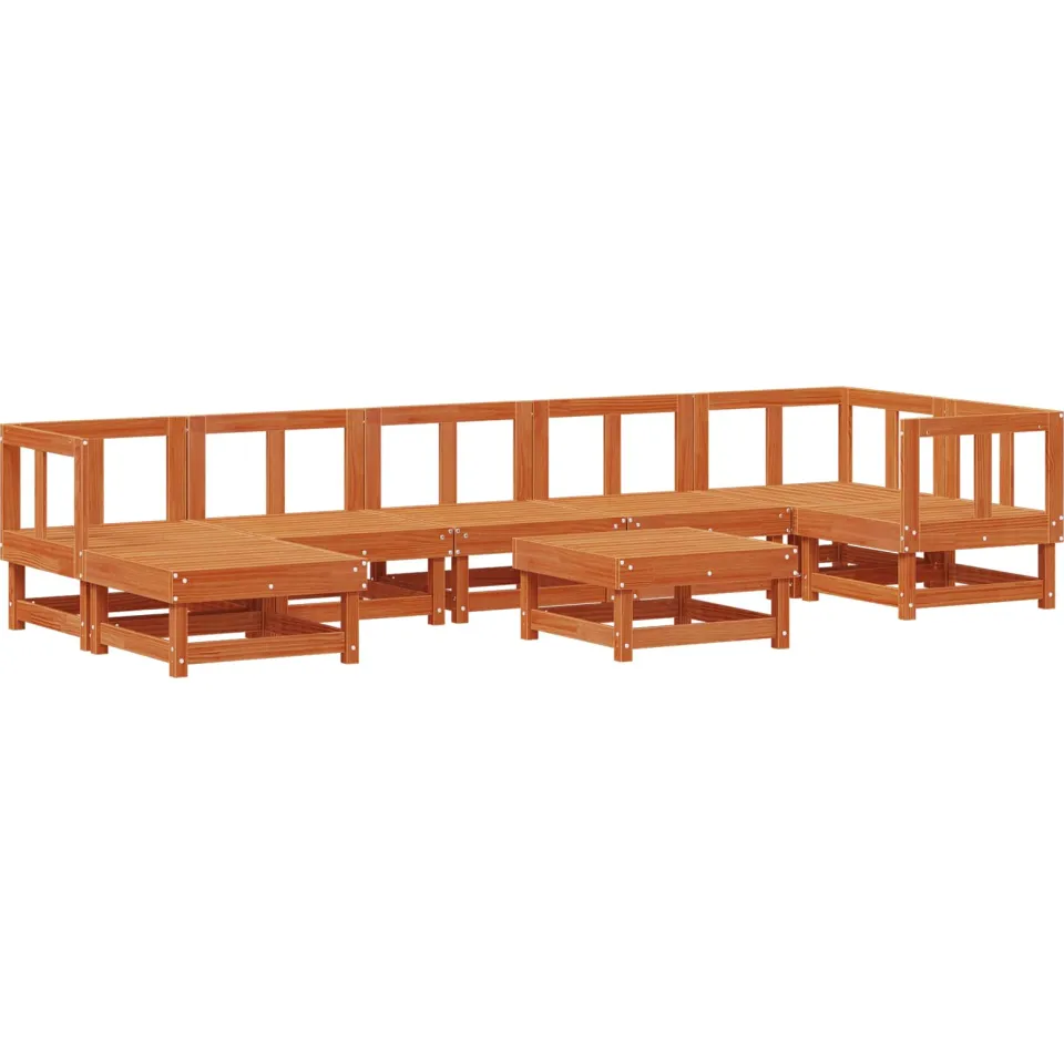 vidaXL Tuin loungeset 8 st Wasbruin Massief grenenhout