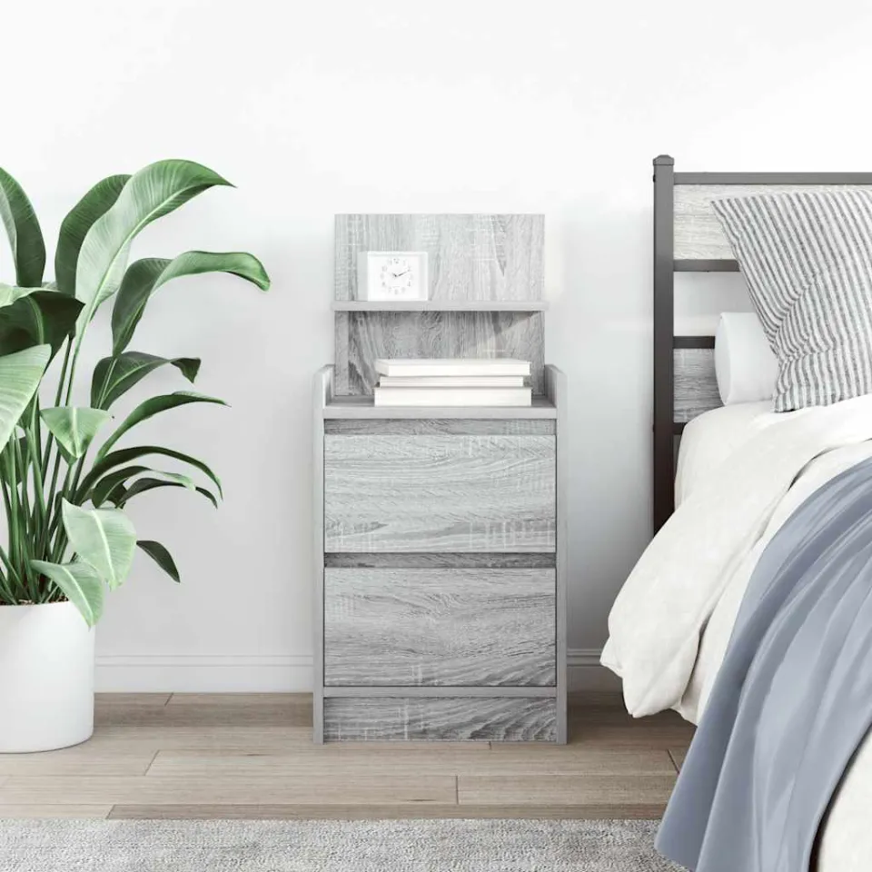 vidaXL Nachtkastje met 2 lades 38x34x80 cm grijs sonoma eikenkleurig, foto 3