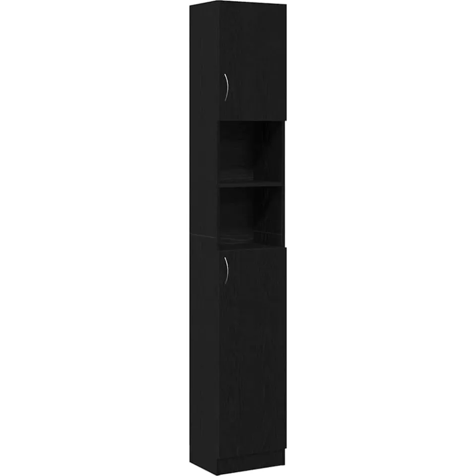 vidaXL Badkamerkast 32x25,5x190 cm spaanplaat zwart eikenkleurig