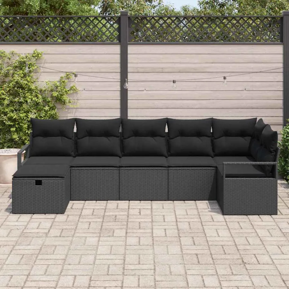 vidaXL Bankstel 5 st poly rattan zwart, foto 3