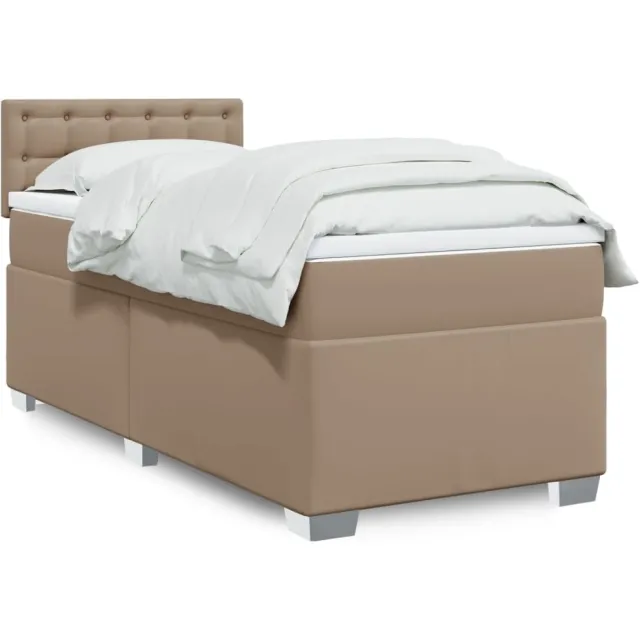 vidaXL Boxspring met matras kunstleer cappuccinokleurig 90x190 cm Bruin