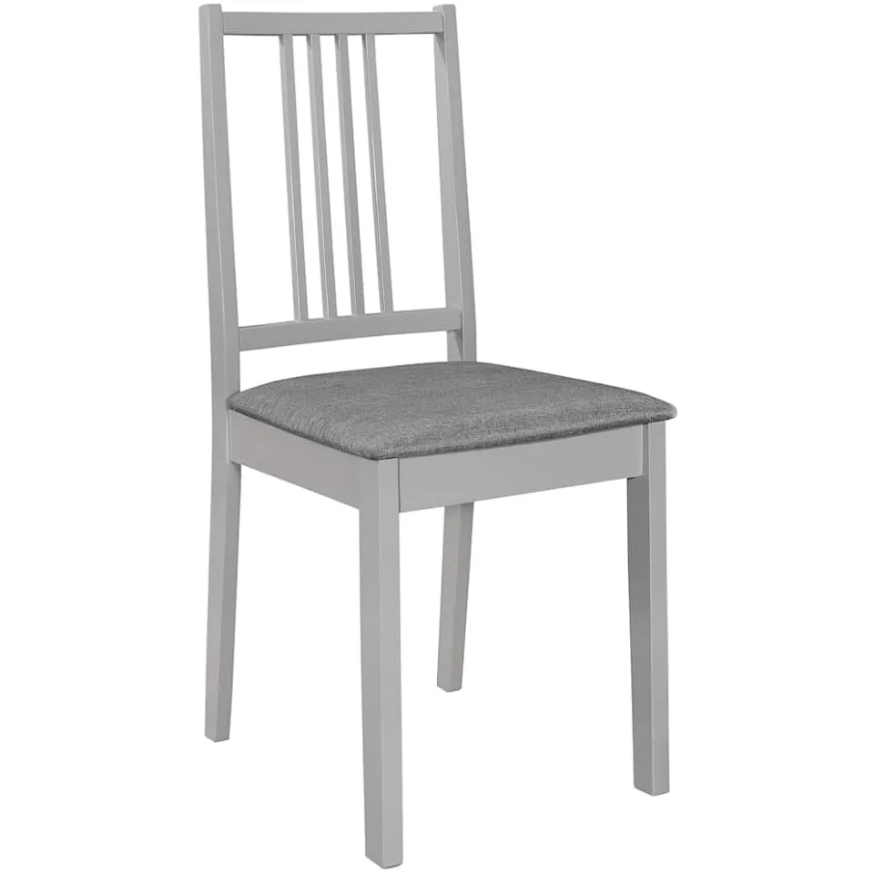 vidaXL Eetkamerstoelen met kussens 4 st massief hout grijs, foto 2