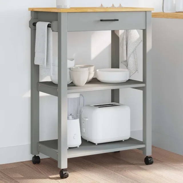 vidaXL Keukentrolley MONZA 60x40x88,5 cm massief grenenhout grijs