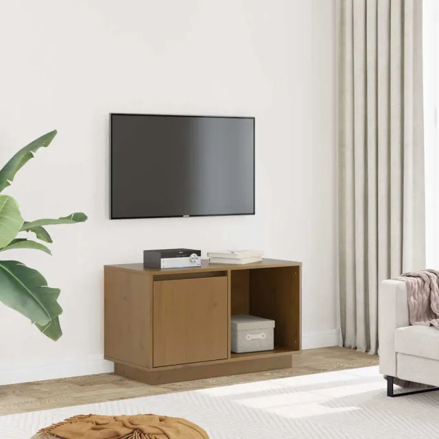 vidaXL Tv-meubel 74x35x44 cm massief grenenhout honingbruin