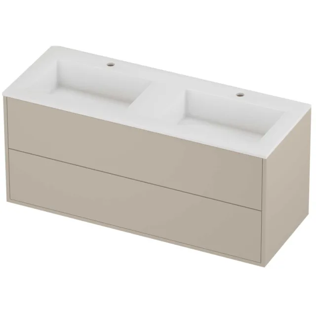 Proline Aristo Badmeubelset Polystone Elegant In Kader 120x46x54 cm Glans Wit Soft Linen Beige